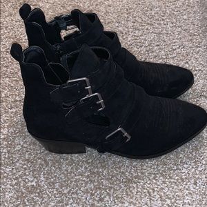 Black suede booties
